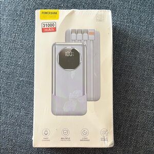Pink Power-bank 31000mAh Fast Charger 4 lines USB, USB-C, Micro USB-C Lightning